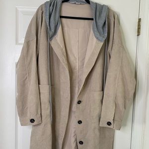 Fashion Nova SZ M Nude Corduroy Trench Sweater